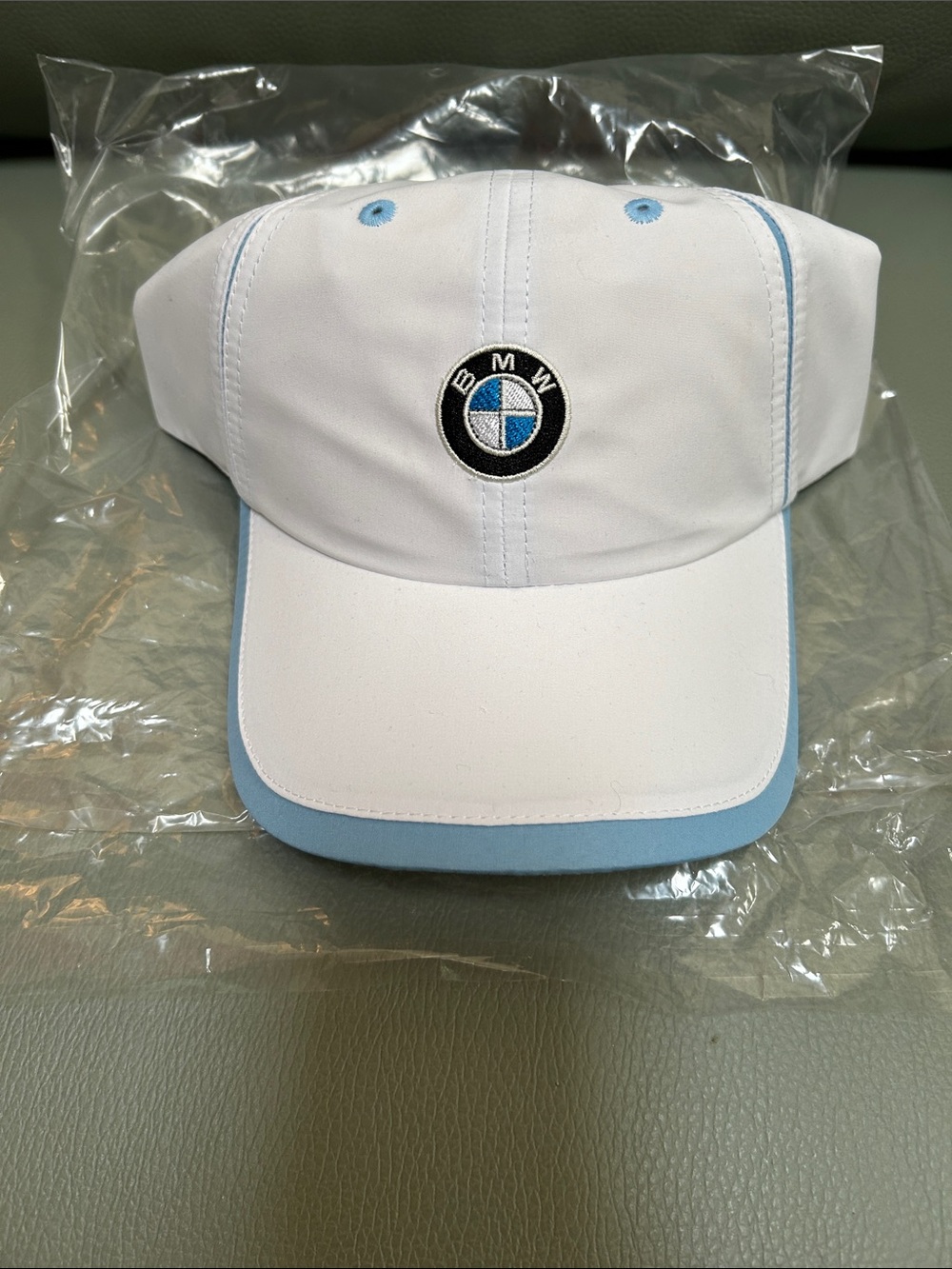 BMW White and Light Blue Logo Baseball Cap NWT